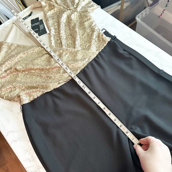 Lauren Ralph Lauren Gold Sequin Jumpsuit - Size 14 - NWT - Picture 14 of 16